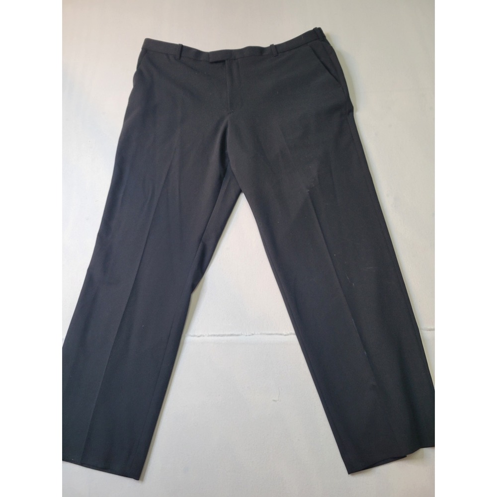 Van Heusen Mens Black Dress Pants 40x30 Flex Waist Flat Front Straight Leg Pant
